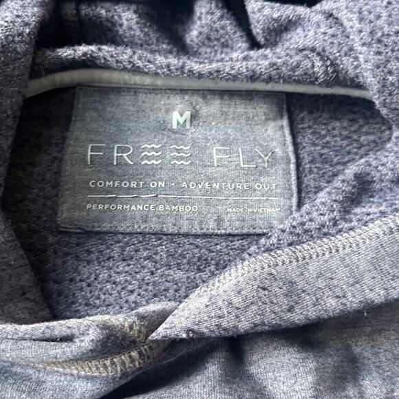 Free Fly Long Sleeve Hoodie Size M Blue Bamboo Front Pocket Lightweight Mens - Picture 3 of 4